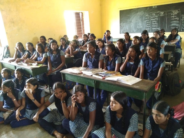 Students of XI A Govt Girls Higher Secondary School Vadakarai Chennai